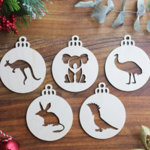 Special Collections: Meridian Etch - Wooden Australian Christmas Tree Decorations