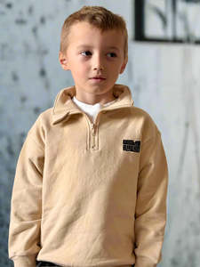 Winter and Raven - Sandstone Marle Half Zip Fleece