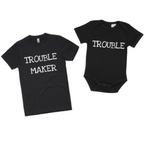 Fathers Day Collection: The Dad Squad - Trouble/Trouble Maker Adult T-Shirt & Baby Onesie Set *CLEARANCE*