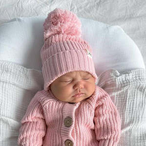 3 Little Crowns - Textured Knit Beanie | Pink