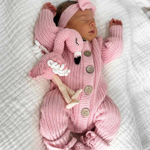 Newborn: 3 Little Crowns - Knitted Romper | Pink