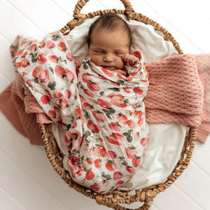 Wraps Blankets Swaddles: Snuggle Hunny Kids - Organic Muslin Wrap | Strawberry