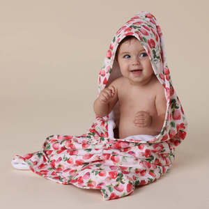 Nursery Others: Snuggle Hunny Kids - Organic Hooded Baby Towel | Strawberry