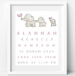 Baby Cusch: BabyCusch - Pink Elephant Train Family Frame
