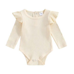 Ribbed Frill Shoulder Bodysuit | Cream