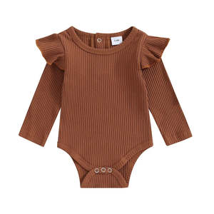 Ribbed Frill Shoulder Bodysuit | Cacao