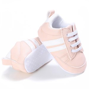 Soft Baby Shoes: Stripe Kicks | Peach