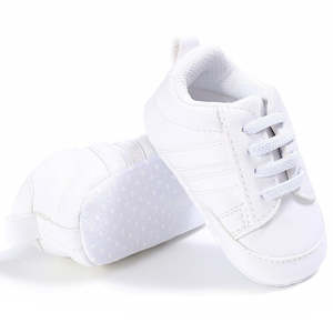 Soft Baby Shoes: Stripe Kicks | White on White