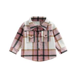 Baby Winter Clothes: Plaid Shacket | Grey & Pink