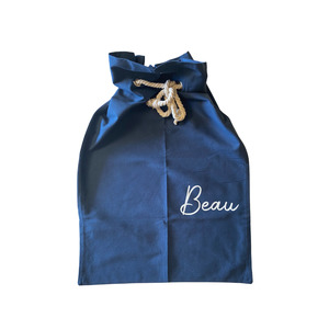 Christmas Collection: Timber Tinkers - Canvas Santa Sack Navy WITH NAME: BEAU *CLEARANCE*