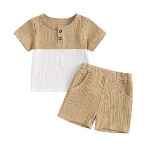 Two Tone Muslin Summer Set | Tan