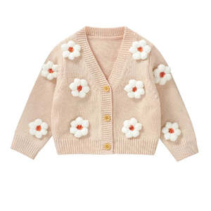 Puff Daisy Knit Cardigan | Natural
