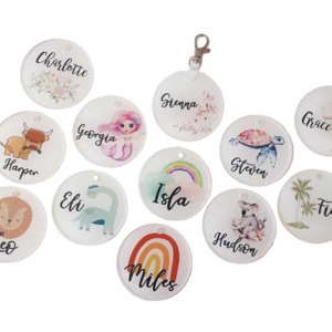 Timber Tinkers: Timber Tinkers - Round Acrylic Bag Tag | Various Designs
