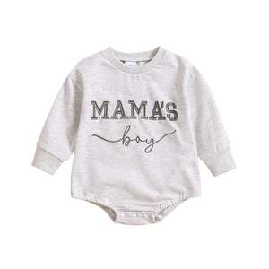 Romper Sale: Mama's Boy Embroidered Grey Romper *CLEARANCE*