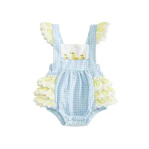 Romper Sale: Gingham Ruffle Duckling Romper