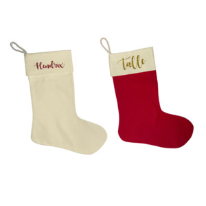 Christmas Collection: MLW By Design - Glittery Personalised Christmas Stockings | 2 Colours