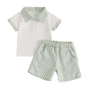 Mint Striped Polo Set