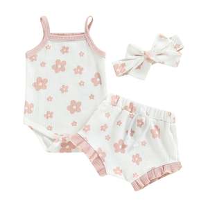 Waffle Daisy Frilly Bloomers Set | Pink
