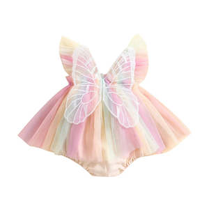 Party Outfits Birthdays: Butterfly Tulle Romper | Rainbow
