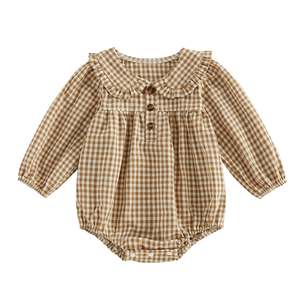 Affordable Baby: Lottie Gingham Romper | Coffee