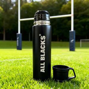 All Home: Official All Blacks Silver & Black Thermos