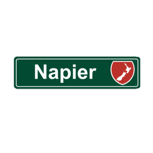 Napier Metal Sign - NZ Map Roadsign