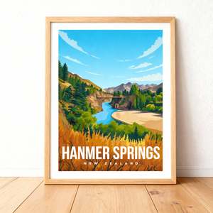 Native - Hanmer Springs Travel Print A4