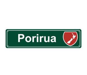 Native Wellington: Porirua Hanging Metal Sign