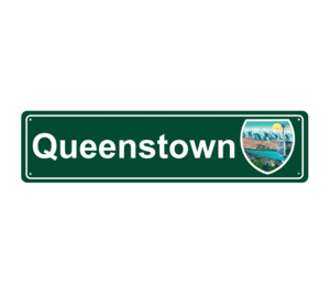 Native Queenstown: Queenstown Illustration Hanging Metal Sign