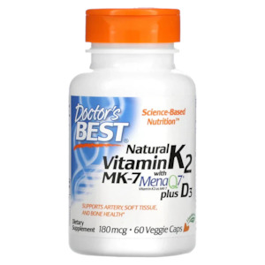 Health Supplements: Doctor's Best | Vitamin K2 with MenaQ7 180mcg Plus D3