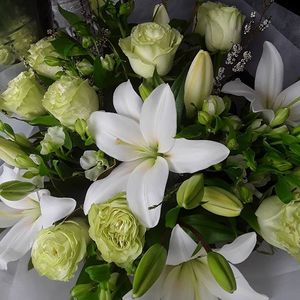 White and Green Bouquet – Myrrh & Co Florist Mt Maunganui