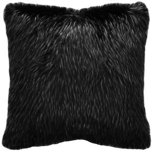 Heirloom Cushions: Luxury Imitation Fur Cushion - Ebony Plume