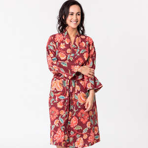 Kimono Robes: Lily Red Kimono Robe