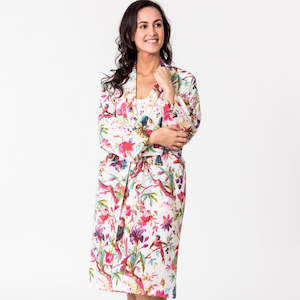 Kimono Robes: Paradise White Kimono Robe