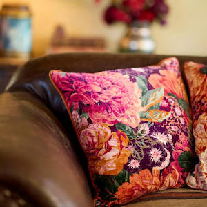 Rose and Peony Wild Plum Velvet - Sanderson Fabric