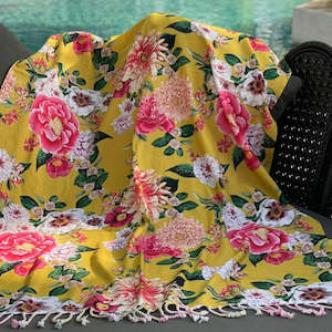 Luxury Towels: Fleur Turkish Towel - Ochre