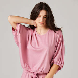 Bamboo And Silk Sleepwear: Demi Top Petal - Merino Loungewear
