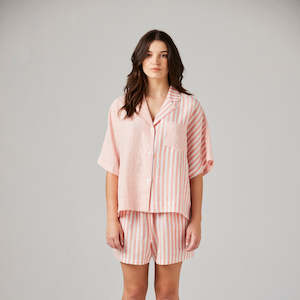Zena Linen Pyjama Shorts - Sunset Stripe
