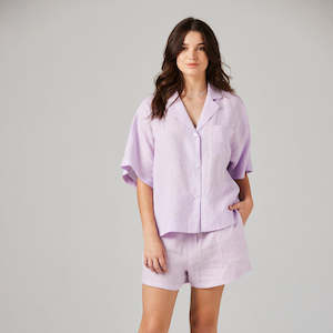 Zena Linen Pyjama Shorts - Lilac