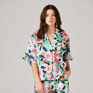 Cleo Linen Pyjama Shirt - Petal Bloom