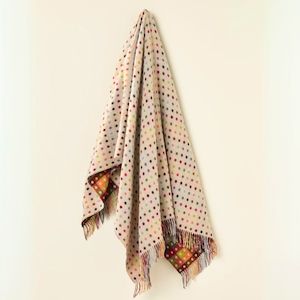 Blankets And Throws: Multi Spot Beige Merino Wool Throw