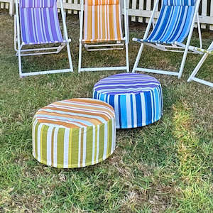 Outdoor: Striped Outdoor Pouffe
