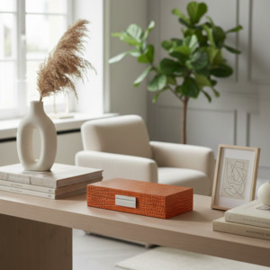 Luxury: Orange Croc Decorative Box - Addison Ross