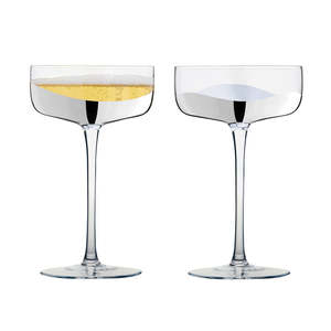 ASD Wave Silver Champagne Saucer (set of 2)