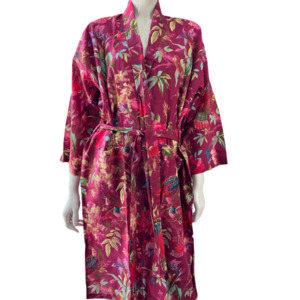 Bamboo And Silk Sleepwear: Paradise Burgundy Kimono Robe