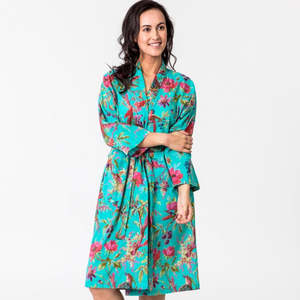 Paradise Aqua Green Kimono Robe
