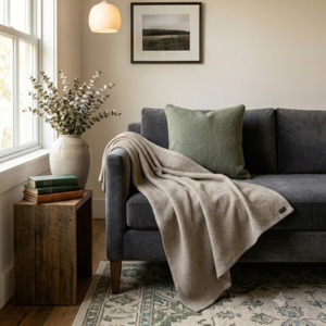 Plated Herringbone Throw - Merino, Possum & Silk