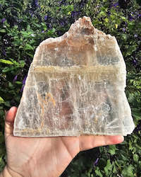Pink Amethyst Geodes: Selenite Slab