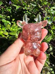 Clearance: Strawberry Quartz Chip Filled Resin Deer