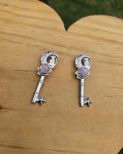Sterling Silver Jewellery: Rose Quartz Key Pendant